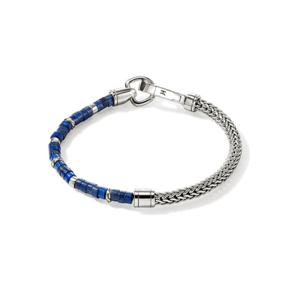 John Hardy Sterling Silver Lapis Lazuli Heishi Chain Bracelet