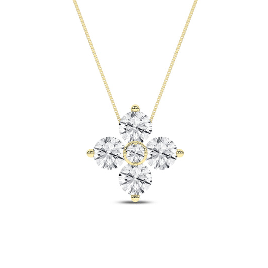 Yellow Gold Laboratory Grown Diamond Petal Pendant