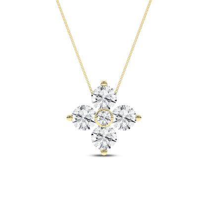 Yellow Gold Laboratory Grown Diamond Petal Pendant