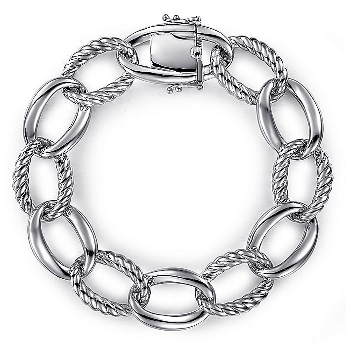 Gabriel & Co Sterling Silver Rope And Polish Bracelet - Silver Bracelets