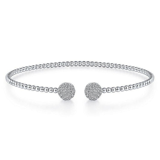 Gabriel & Co. 14 Karat White Gold Round Diamond Cluster Open Split Bujukan Bangle Bracelet - Diamond Bracelets