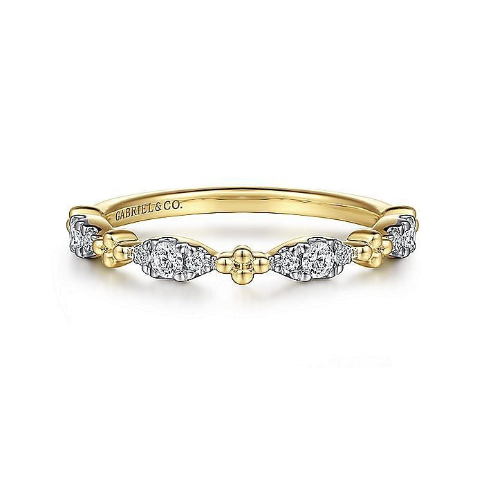 Gabriel & Co. Yellow Gold Diamond Marquise Shape Bujukan Stackable Ring