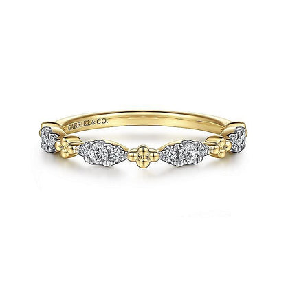 Gabriel & Co. Yellow Gold Diamond Marquise Shape Bujukan Stackable Ring