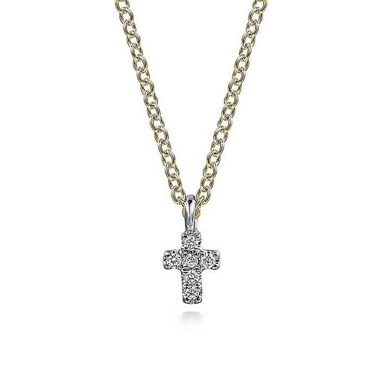 Gabriel & Co. Yellow and White Gold Diamond Cross Pendant - Diamond Pendants