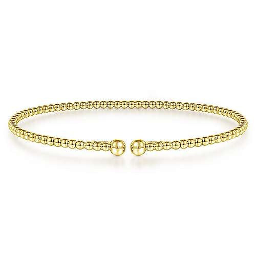 Gabriel & Co Yellow Gold Beaded Bujukan Bangle - Gold Bracelets