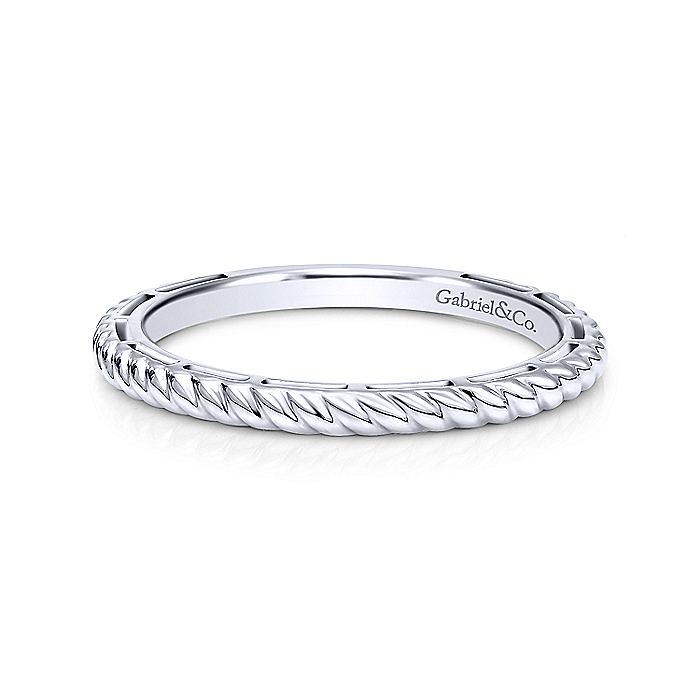 Gabriel & Co White Gold Twisted Rope Stackable Ring - Gold Wedding Bands - Women's