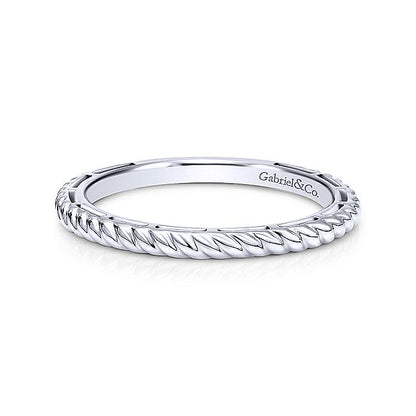 Gabriel & Co White Gold Twisted Rope Stackable Ring - Gold Wedding Bands - Women's