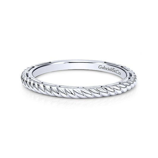 Gabriel & Co White Gold Twisted Rope Stackable Ring - Gold Wedding Bands - Women's