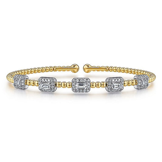 Gabriel & Co. 14 Karat Yellow and White Gold Diamond Bujukan Cuff Bracelet - Diamond Bracelets