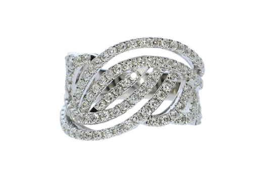 White Gold Diamond Swirl Fashion Ring - Diamond Fashion Rings - Women's