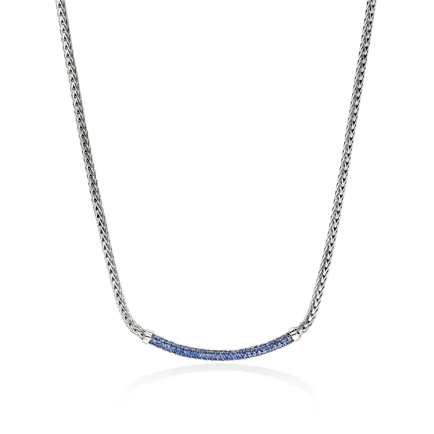 John Hardy Sterling Silver Essential Pavé Blue Sapphire Necklace