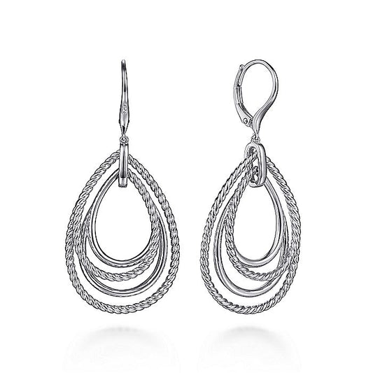 Gabriel & Co Sterling Silver Multi Row Open Teardrop Leverback Earrings