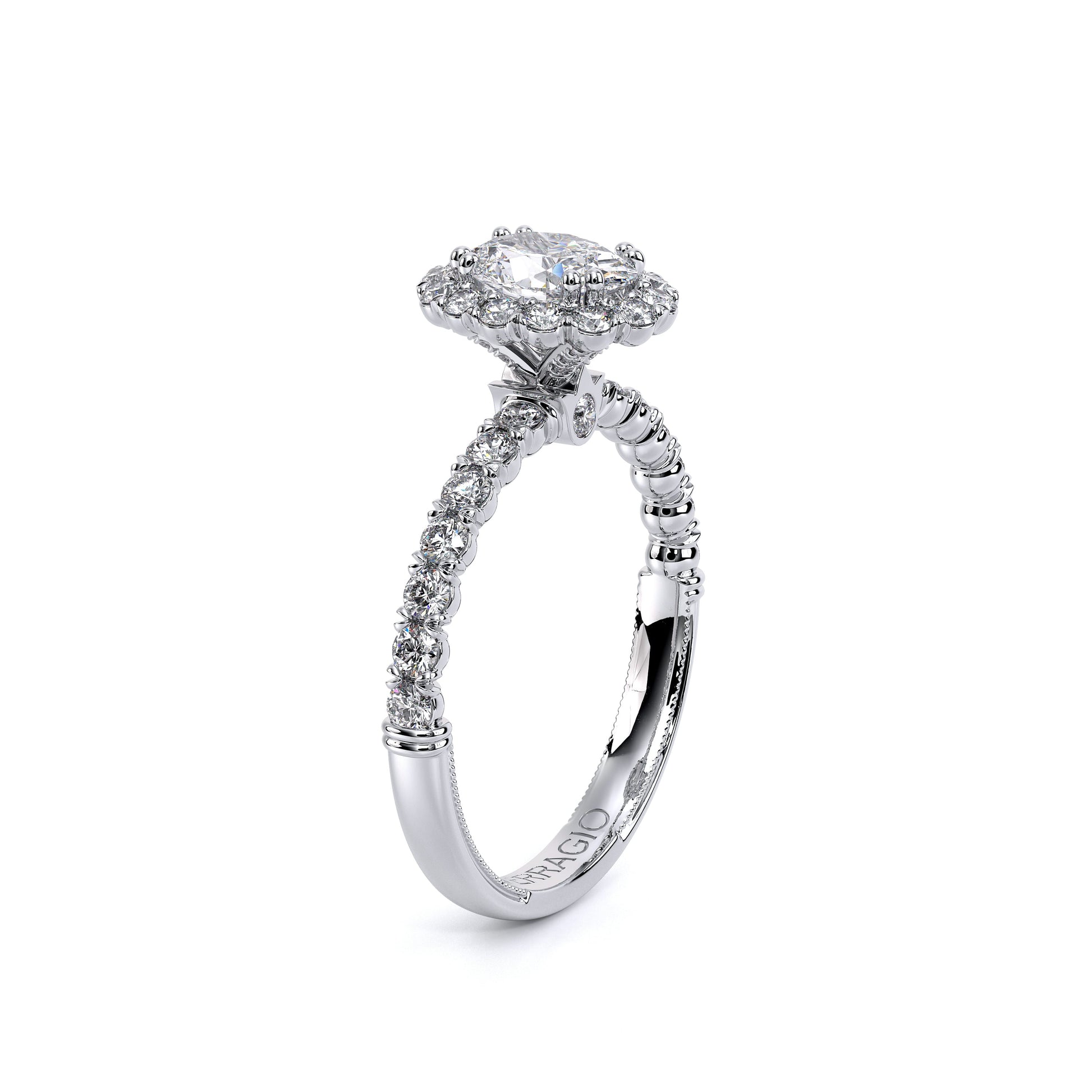 Verragio Renaissance Collection White Gold Oval Halo Semi-Mount Engagement Ring - Diamond Semi-Mount Rings