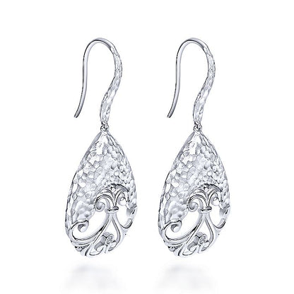 Gabriel & Co Sterling Silver Hammered Drop Earrings - Silver Earrings