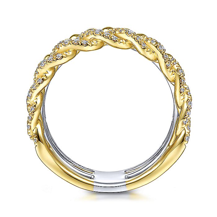 Gabriel & Co Yellow And White Gold Wide Band Layered Ring - Diamond Fashion Rings - Women's