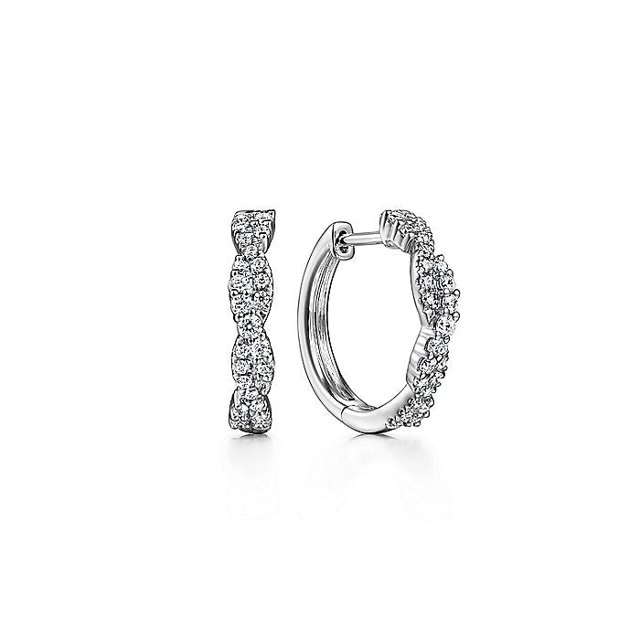 Gabriel & Co White Gold Diamond Twisted Huggies - Diamond Earrings