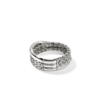 John Hardy Sterling Silver Essential Diamond Pavé Crossover Ring