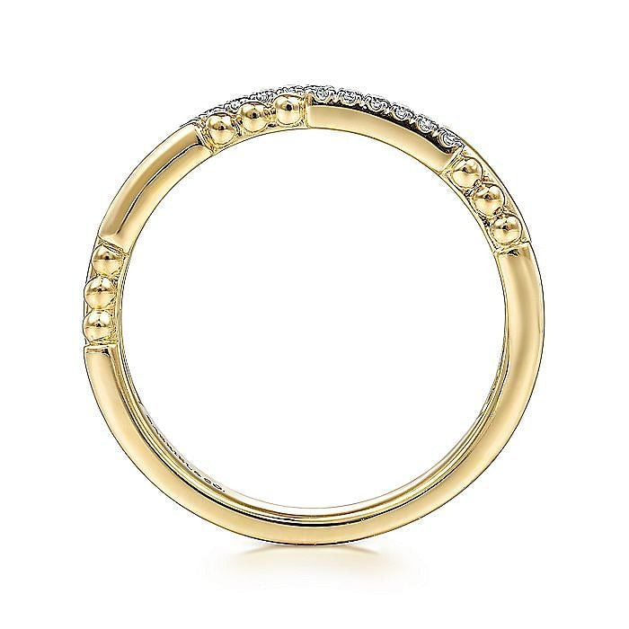 Gabriel & Co. Yellow Gold Double Row Band - Diamond Fashion Rings - Women's