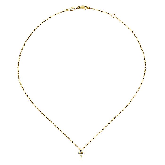 Gabriel & Co Yellow Gold Diamond Cross Pendant Necklace - Diamond Pendants