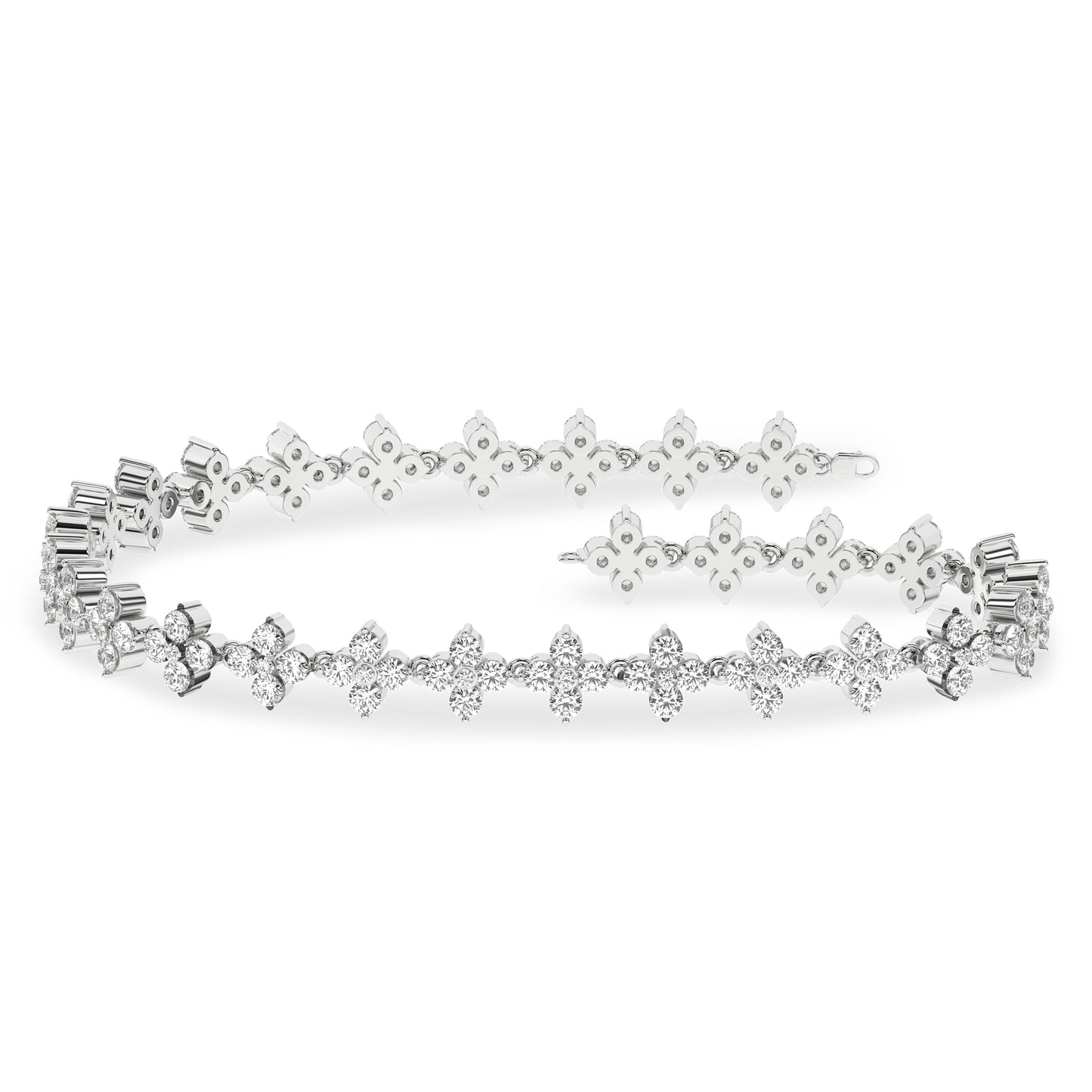 White Gold Laboratory Grown Diamond Petals Tennis Bracelet - Diamond Bracelets