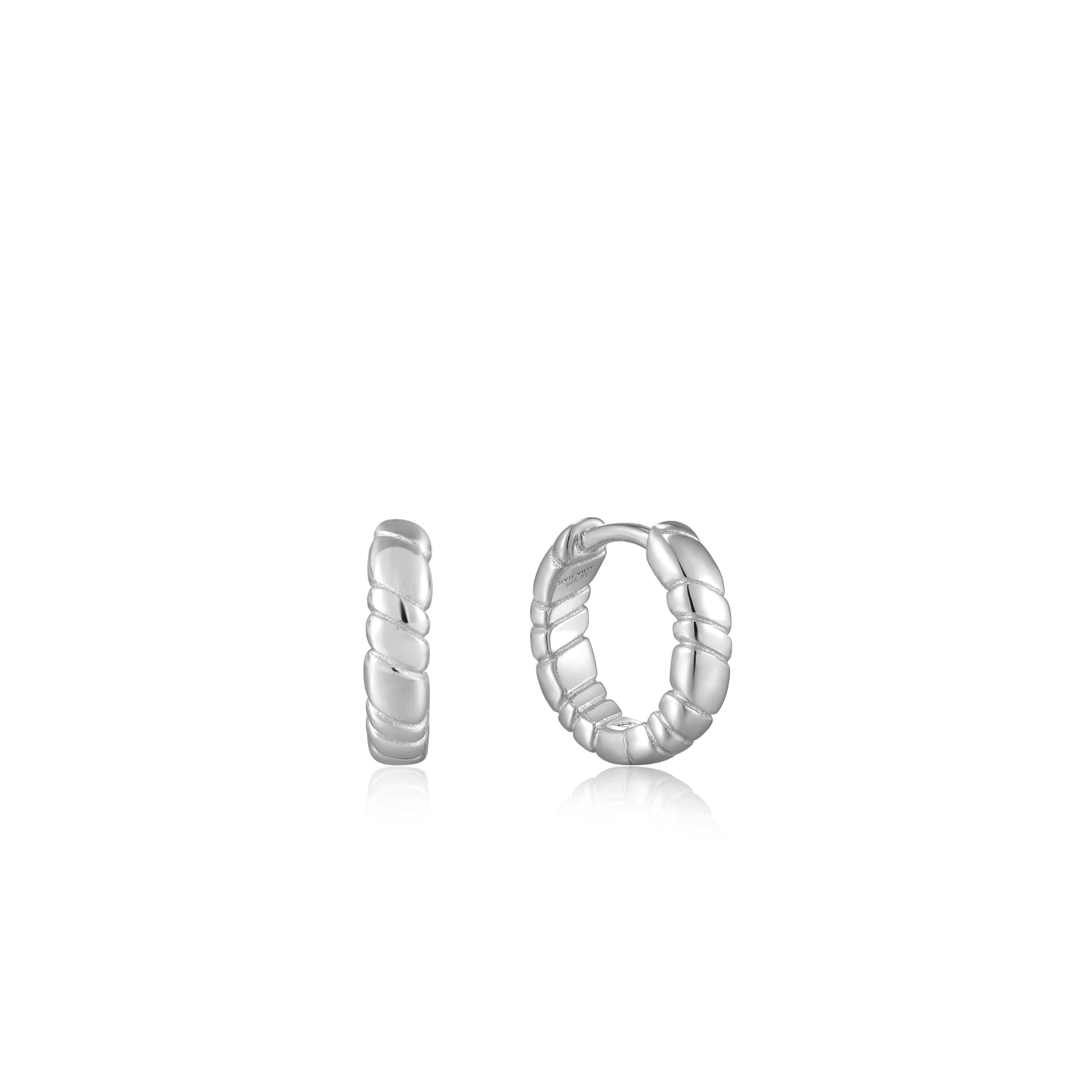 Ania Haie Silver Smooth Twist Huggie Hoop Earrings - Silver Earrings