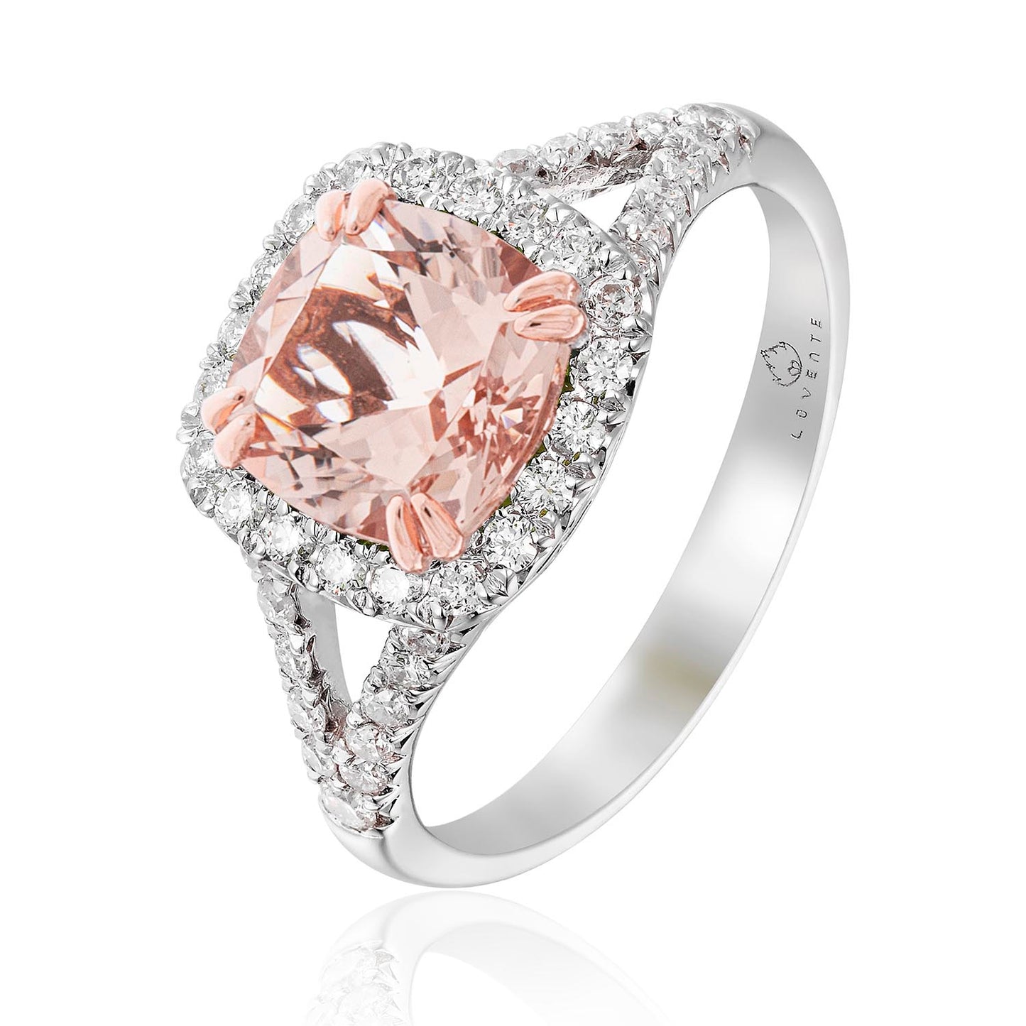 Luvente White Gold Morganite & Diamond Halo Ring - Colored Stone Rings - Women's