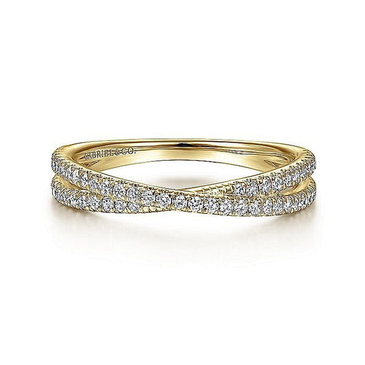 Gabriel & Co. Yellow Gold Criss Cross Diamond Ring - Diamond Fashion Rings - Women's