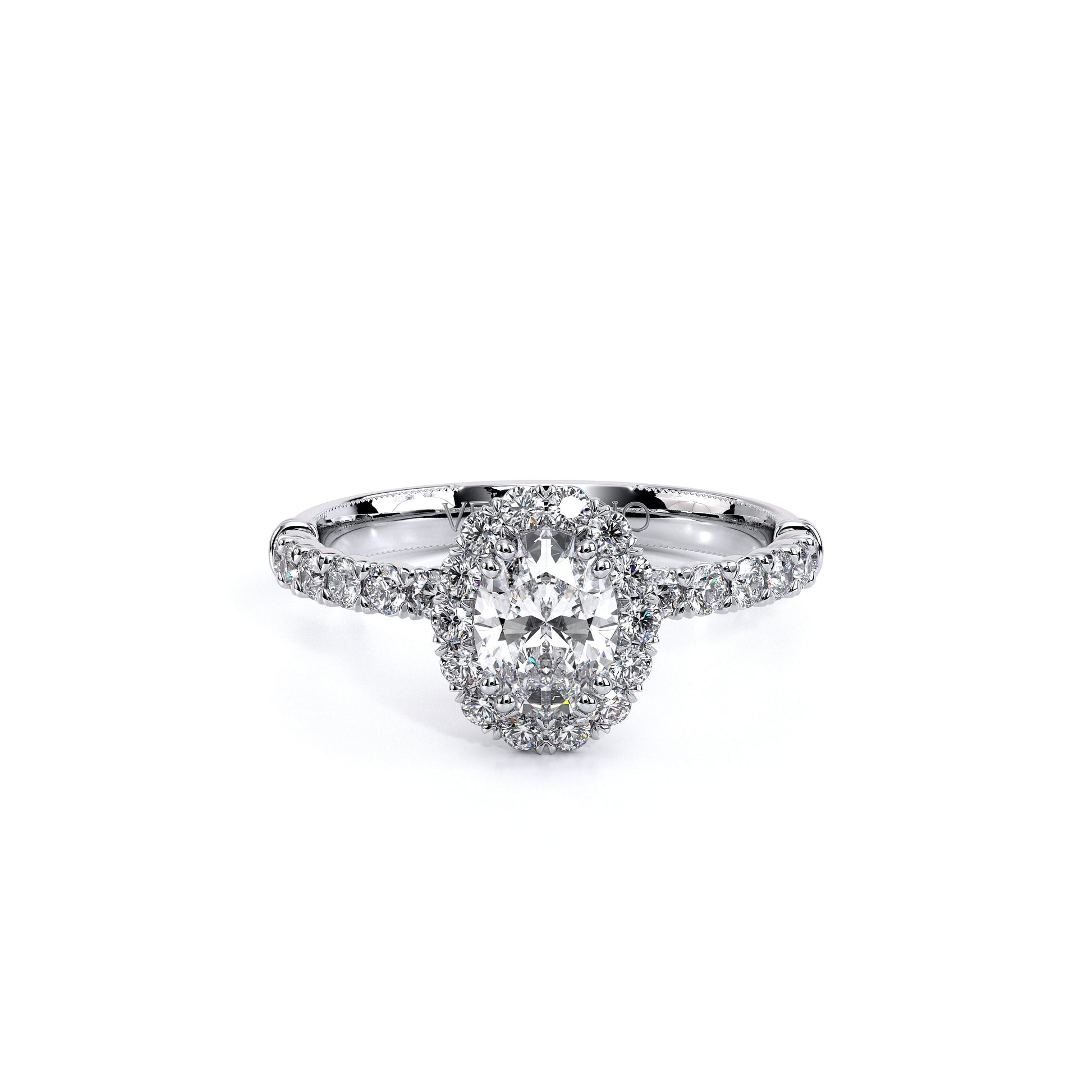 Verragio Renaissance Collection White Gold Oval Halo Semi-Mount Engagement Ring - Diamond Semi-Mount Rings