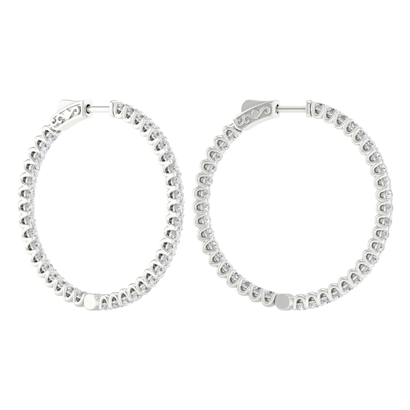 White Gold Laboratory Grown Diamond Hoops - Diamond Earrings