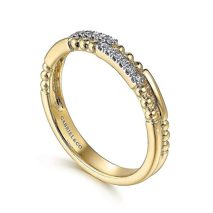 Gabriel & Co. Yellow Gold Double Row Band - Diamond Fashion Rings - Women's