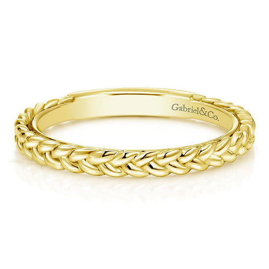 Gabriel & Co. Yellow Gold Braided Stackable Ring - Gold Wedding Bands - Women's