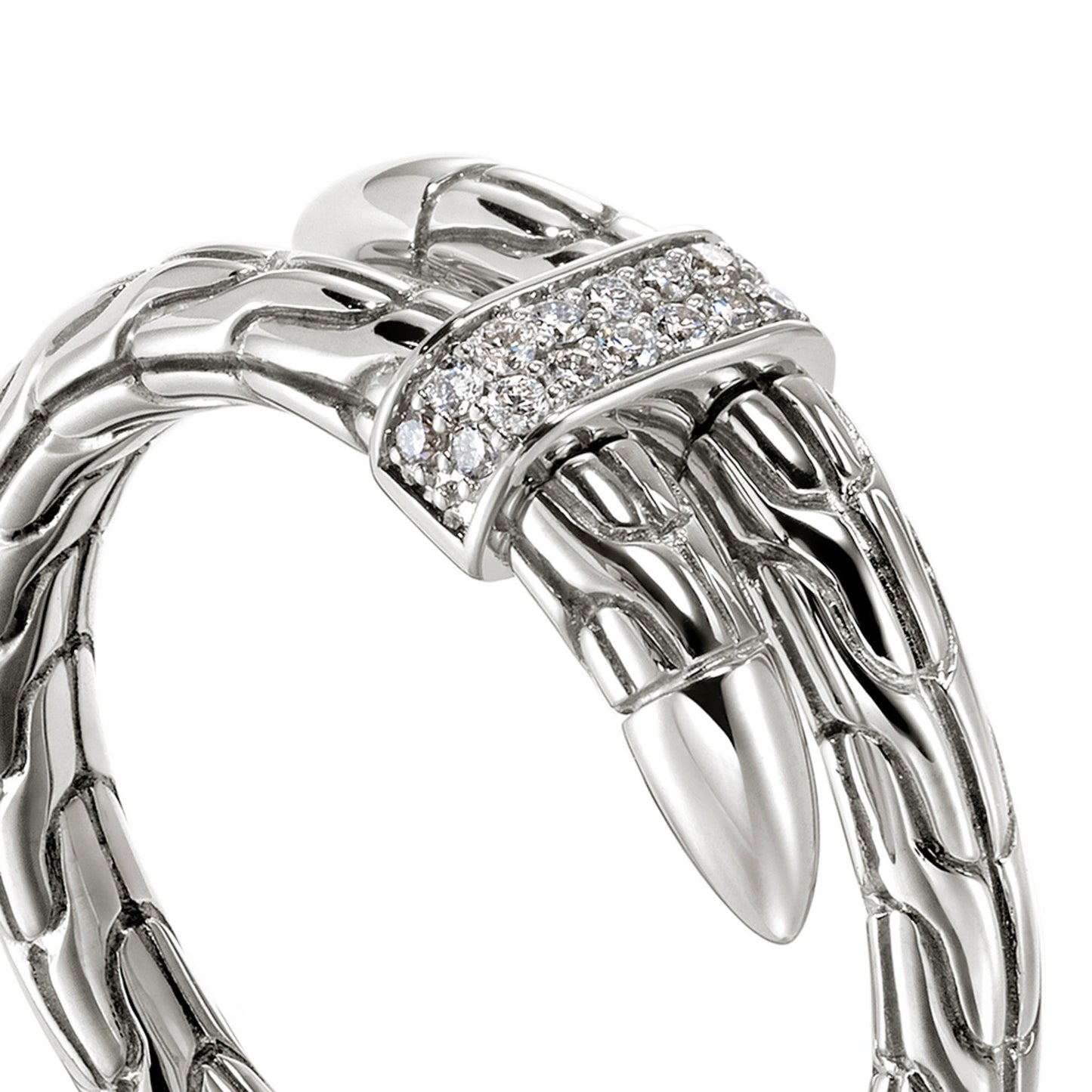 John Hardy Sterling Silver Diamond Spear Ring