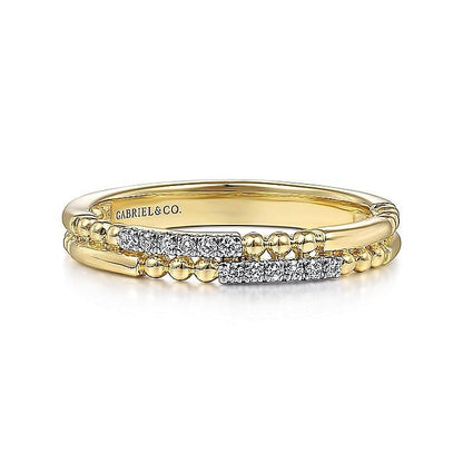 Gabriel & Co. Yellow Gold Double Row Band - Diamond Fashion Rings - Women's