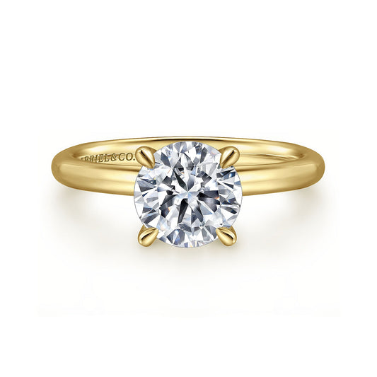 Gabriel & Co. 14 Karat Yellow Gold Classic Round Semi-Mount Solitaire Engagement Ring