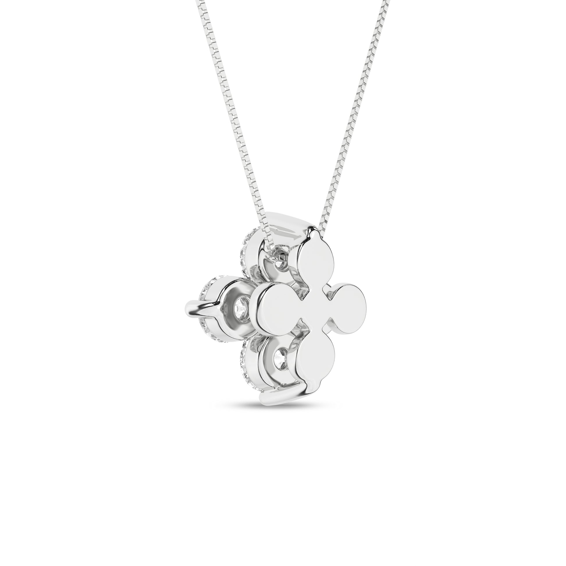 White Gold Laboratory Grown Diamond Petal Pendant - Diamond Pendants