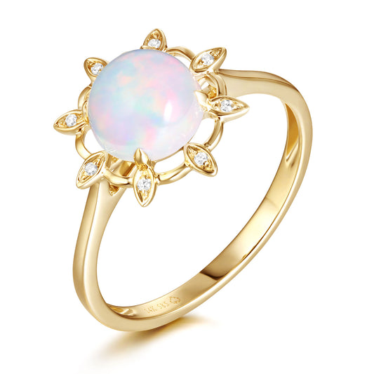 Luvente Yellow Gold Opal & Diamond Ring