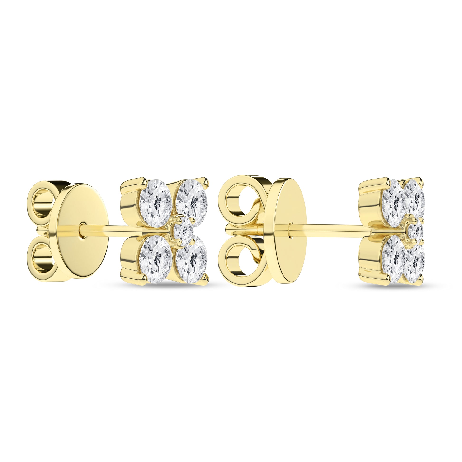 Yellow Gold Laboratory Grown Diamond Petal Stud Earrings - Diamond Earrings