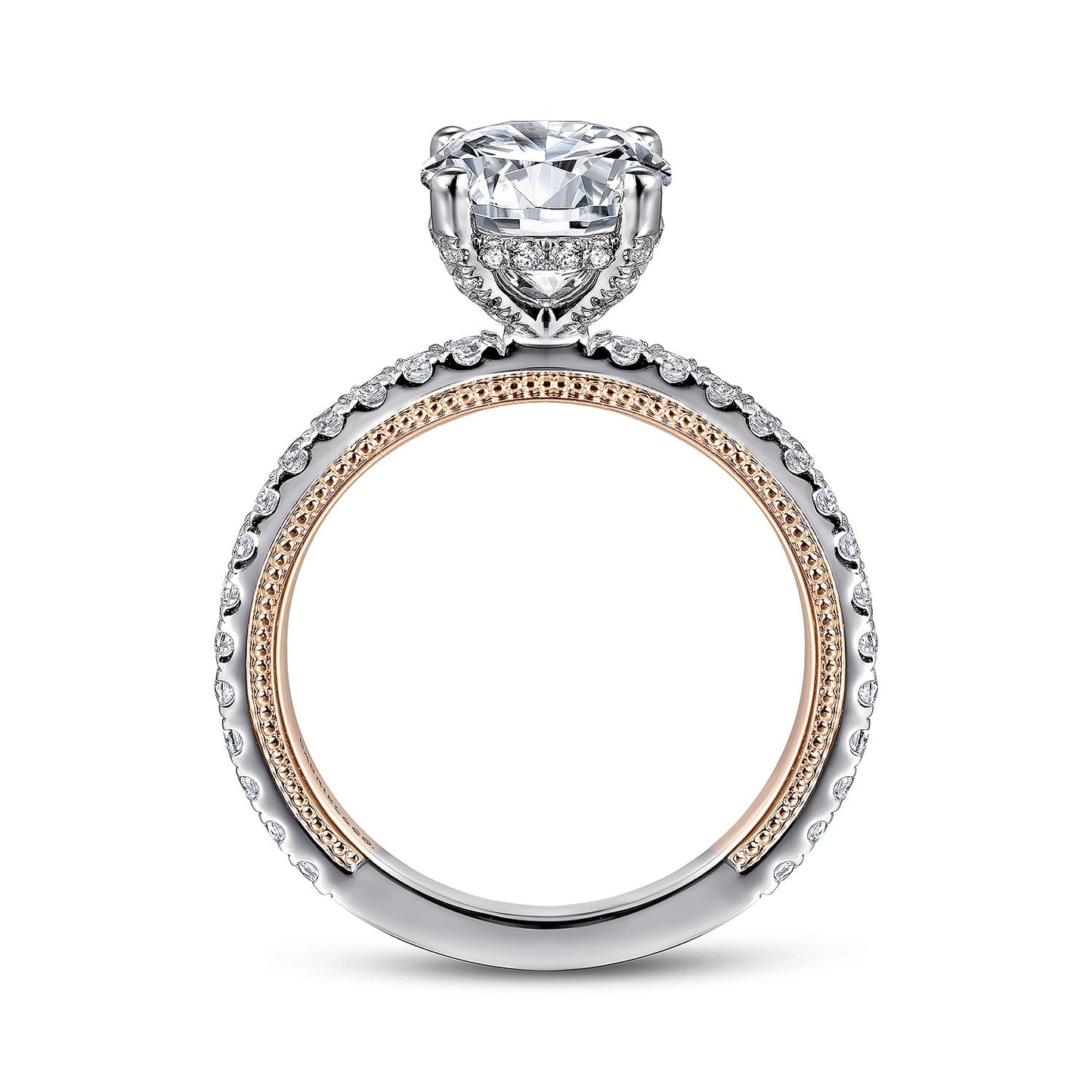 Gabriel & Co. Rose and White Gold Round Semi-Mount Engagement Ring - Diamond Semi-Mount Rings