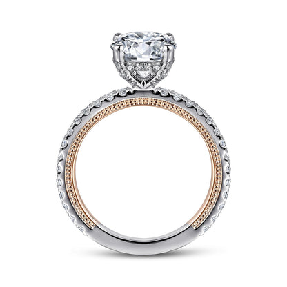 Gabriel & Co. Rose and White Gold Round Semi-Mount Engagement Ring - Diamond Semi-Mount Rings