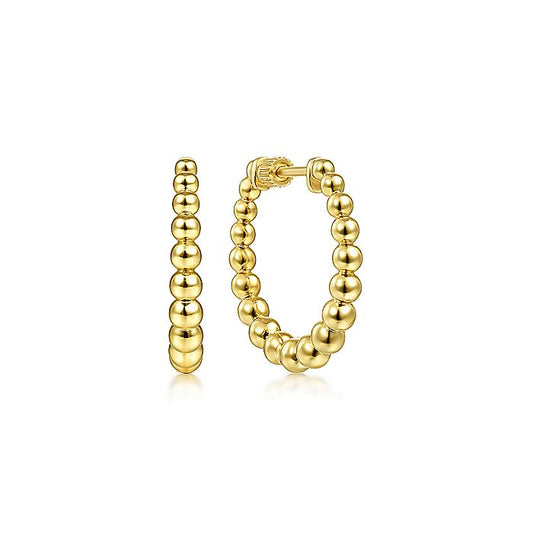 Gabriel & Co Yellow Plain Gold 20mm Beaded Round Hoop Earrings - Gold Earrings