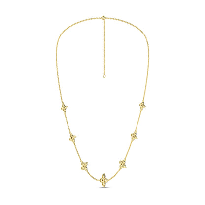 Yellow Gold Laboratory Grown Diamond Petal Station Necklace