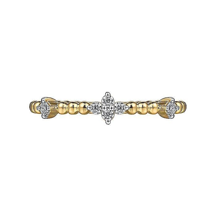 Gabriel & Co. 14 Karat Yellow Gold Diamond Station Bujukan Ring - Diamond Fashion Rings - Women's