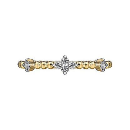 Gabriel & Co. 14 Karat Yellow Gold Diamond Station Bujukan Ring - Diamond Fashion Rings - Women's