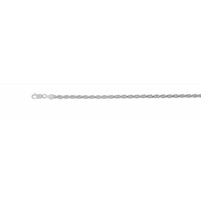 Sterling Silver 22 Inch Rhodium Finished 5MM Rope Chain - Silver Chains