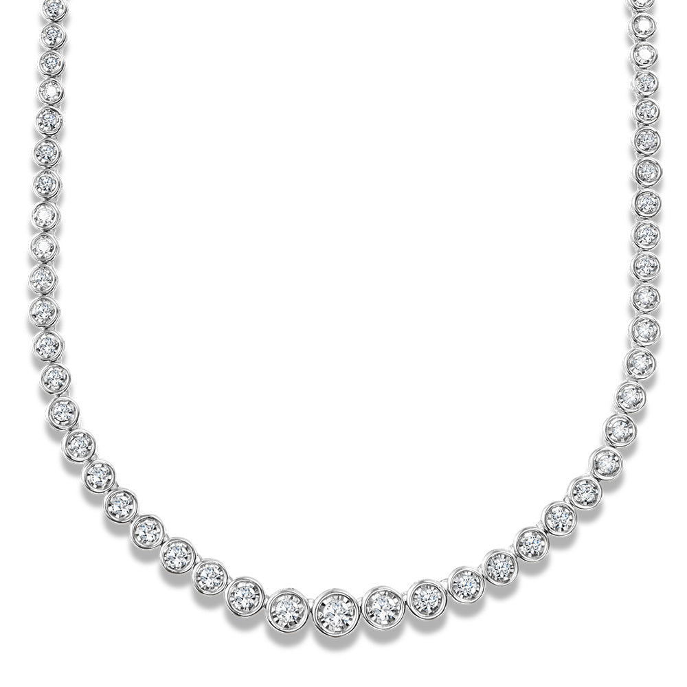 14 Karat White Gold Diamond Tennis Necklace - Diamond Necklaces