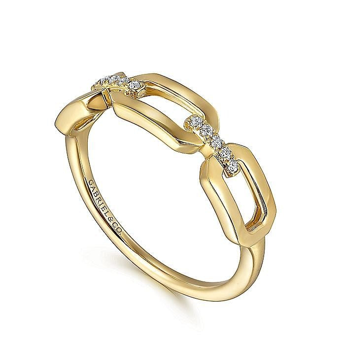 Gabriel & Co. 14 Karat Yellow Gold Diamond Chain Link Ring