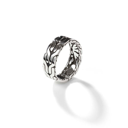 John Hardy Sterling Silver Carved Chain Band Ring