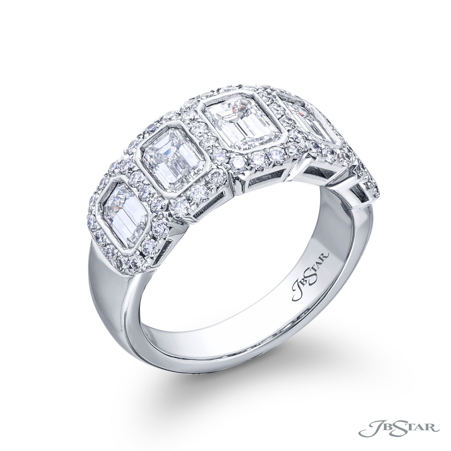 JB Star Platinum Diamond Emerald-Cut Micro Pave Wedding Band - Diamond Fashion Rings - Women's