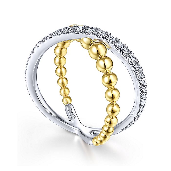Gabriel & Co. White And Yellow Gold Diamond Fashion Ring - Diamond Fashion Rings - Women's