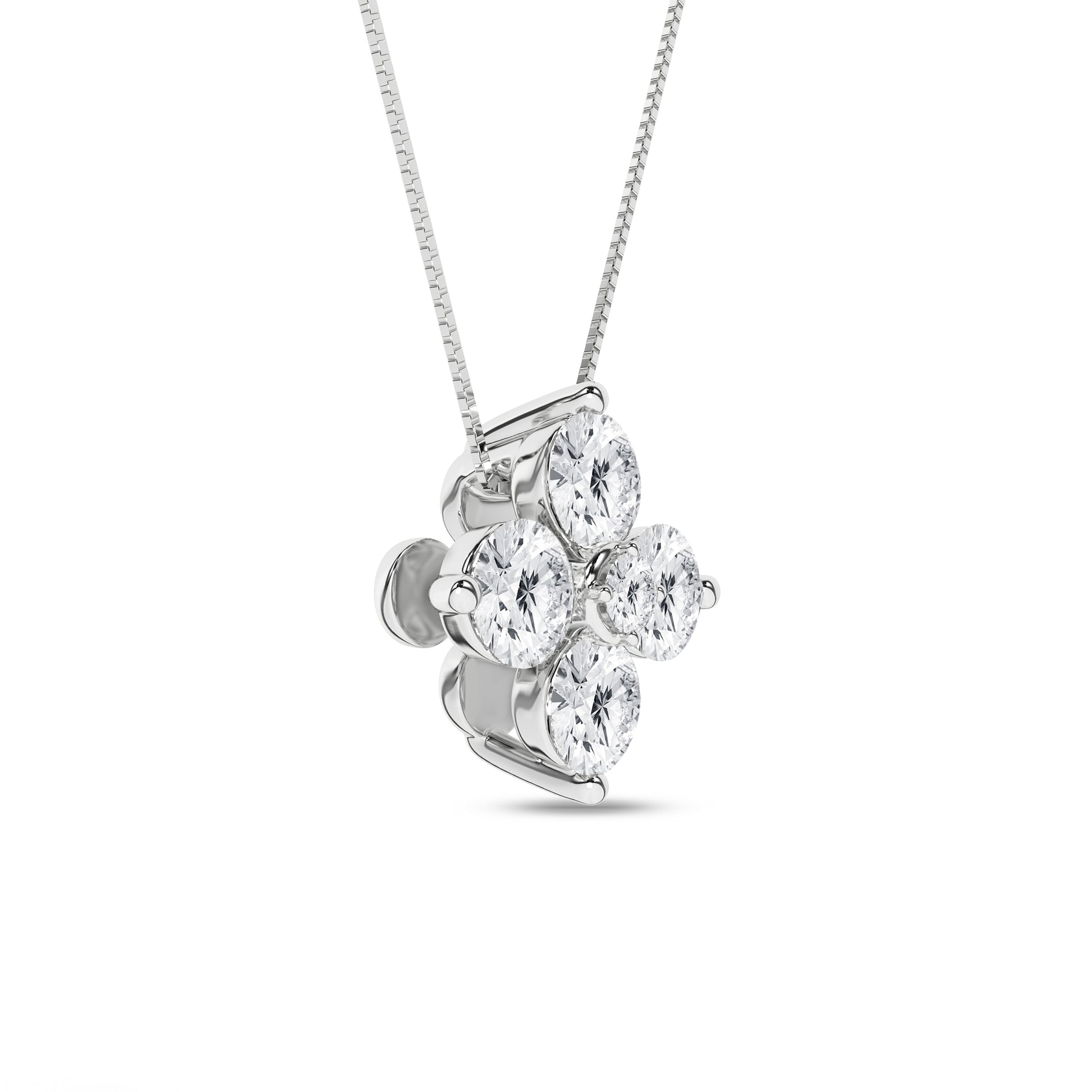 White Gold Laboratory Grown Diamond Petal Pendant - Diamond Pendants